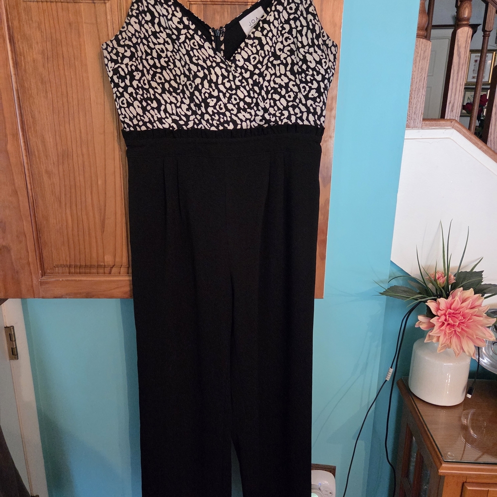 J.O.A. Black and White Leopard Print Jumpsuit